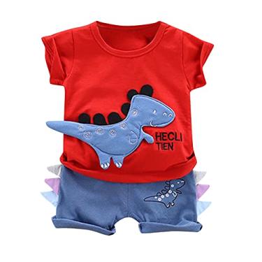 Imagem de Camiseta regata de manga curta para bebês meninos de 3 meses, roupas diárias 2 peças roupas para meninos recém-nascidos (vermelho, 2-3 anos)