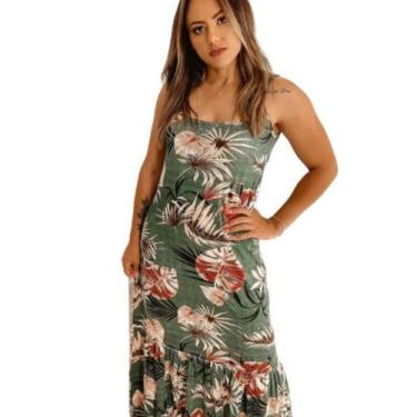 Imagem de Vestido Longo Alcinha Soltinho Plus Size Gestante Onça Oncinha - Maria