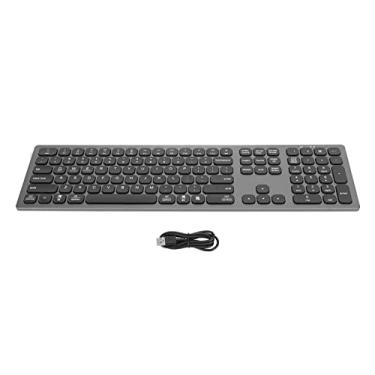 Imagem de Teclado sem fio, teclado Bluetooth com teclado numérico, 110 teclas, teclado de computador de escritório, ultrafino, tamanho completo para laptop e PC
