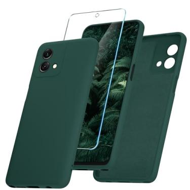 Imagem de YENAPOON Capa para Motorola Moto G Stylus 5G 2023 e 1 pacote com protetor de tela de vidro temperado [NÃO compatível com a versão 4G], capa protetora fina de silicone líquido à prova de choque, verde