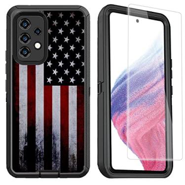 Imagem de OTTARTAKS Capa para Samsung Galaxy A53 5G com protetor de tela design de bandeira americana antiga para Samsung Galaxy A53 5G capa para homens meninos capa resistente à prova de choque para Samsung Galaxy A53 5G 6,5 polegadas