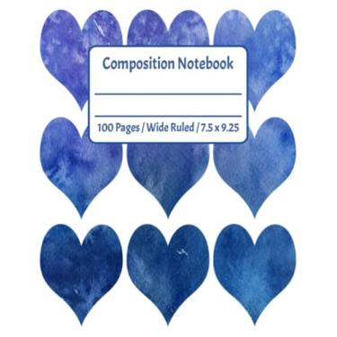 Imagem de Caderno de composição pautado largo: caderno de corações | Caderno de composição fofo para meninas adolescentes e adultos