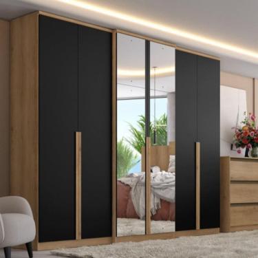 Imagem de Guarda Roupas Casal com Espelho 6 Portas 4 Gavetas Valência Full Glass THB