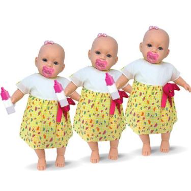 Imagem de Kit 3 Bonecas Bebê Gabi + Mamadeira Mágica - Super Toys