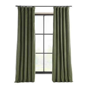 Imagem de HPD Half Price Drapes Cortinas blackout de veludo, 270 cm de comprimento e bloqueio total de luz cortina blackout para quarto e sala de estar (1 painel), 127 cm L x 270 C, verde caçador
