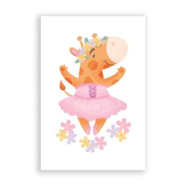 Imagem de Placa Decorativa MDF Bailarina Girafa 20x30cm - Quartinhos