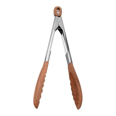 Imagem de homfanseec - Pinças de Madeira Premium com Aderência Antiderrapante, Resistentes ao Calor, Ideais para Churrasco, Salada, Torradeira, Pão, Picles e Hambúrgueres - Prata - Madeira - 38 x 4 cm