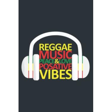 Imagem de Reggae Music Peace Love Positive Vibes Headphones Design: - 6 x 9 inches, To Do List Notebook, 120 Pages