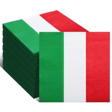 Imagem de Affrolling 50 guardanapos de Natal a granel clássico vermelho branco verde papel descartável Itália toalha de mão utensílios de mesa 16,5 cm para reunião de família de Natal, jantar, banquete e