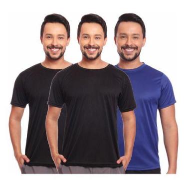 Imagem de Kit 3 Camisas Básicas Masculina Dry Fit Lisa Tradicional - MC Digital,