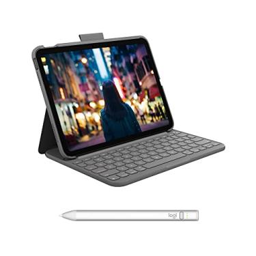 Imagem de Kit Logitech Capa Slim Folio iPad 10 + Crayon Prata