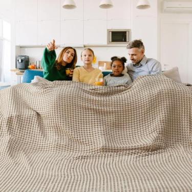 Imagem de Cobertor King Size Bedsure Waffle de Algodão - Bege Taupe