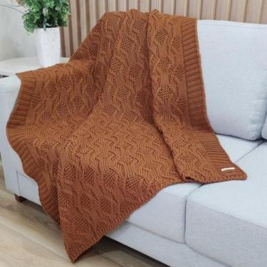 Imagem de Manta Trico Decorativa Sofa 120x150cm Usufruto Tricot cod001, COGNAC