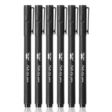 Imagem de Mr. Pen - Canetas de ponta de feltro preta, pacote com 6, secagem rápida, sem manchas, marcadores planejadores