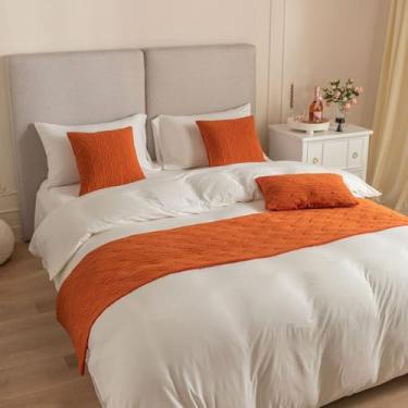 Imagem de Cachecol de cama de hotel de luxo qualidade macio cor sólida padrão de concha decorativo sem desbotamento lenço de cama dupla face para cama de solteiro queen size - vermelho||50 x 210 cm para cama de