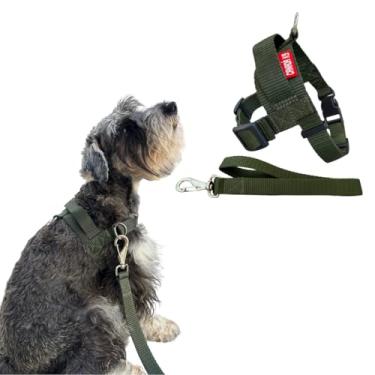 Imagem de Coleira Peitoral Anti-puxão com Guia para Cão de Pequeno Porte - Canadá K9 (verde-militar)