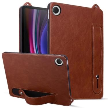 Imagem de Compatível com Samsung Galaxy Tab A9 Plus Case SM-X210/SM-216/SM-X218 11 Polegadas Suporte À Prova de Choque Alça de Mão Capa para Tablet Capa de Couro TPU para Tablet(Brown)