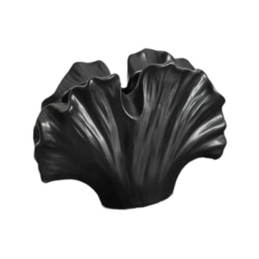 Imagem de Generic Vaso de cerâmica para flores, vaso com folhas de ginkgo, centro de mesa, de flores, arranjo floral para entrada, prateleira de casa, lareira, Preto