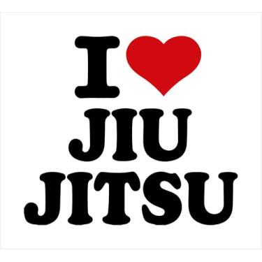Imagem de Adesivo "I Jiu-Jitsu" – Luta, BJJ, MMA, UFC, Arte Suave (PRETO/VERMELHO, 22,5X20 CM)