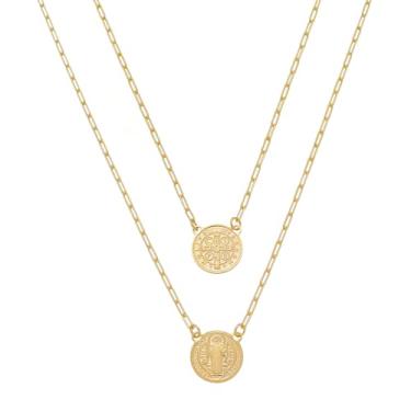 Imagem de Piuka Escapulário Feminino São Bento Folheado A Ouro 18K