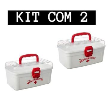 Imagem de 2 Caixas Plástica Organizadora Maleta Remédios Media Branco - Nitron
