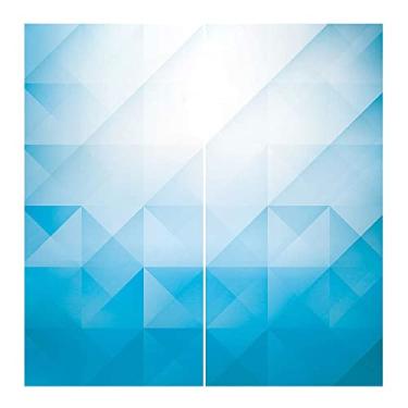 Imagem de Cortina blackout ombre, cores gradientes na linha e geometria triangular, cortinas blackout com absorção de som para decoração de sala de jantar/festa, L 106 x C 150 cm azul claro