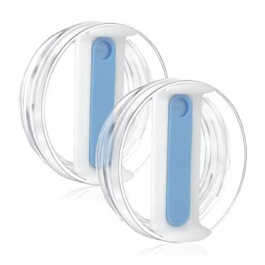 Imagem de Tampa de copo de 1,134 g para Stanley, à prova de derramamento, resistente a respingos, capa de substituição para acessório Stanley Cup (pacote com 2) (azul claro, 1,134 g)