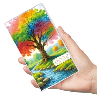 Imagem de Phyxin Calendário de bolso 2025-2027, planejador de bolso de dois anos - funciona de julho de 2025 a dezembro de 2027, planejador de tamanho pequeno - 17 cm x 9,4 cm, calendário pequeno para facilitar