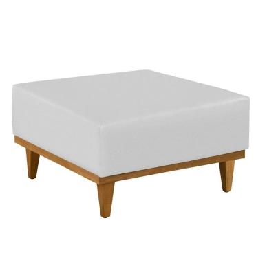 Imagem de Puff Luxo Corino Retangular Base Mesa Madeira Lar & Estilo Branco