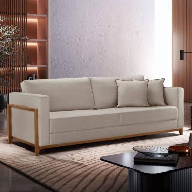 Imagem de Sofá Living 3 Lugares Linho 194cm Paris Cru