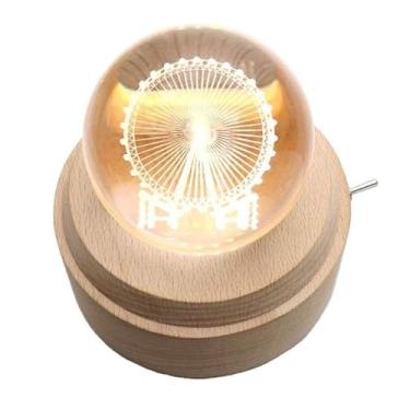 Imagem de Caixa musical com bola de cristal roda-gigante, caixa musical de bola de cristal 3D luminosa rotativa com luz LED para decoração de casa, melhor presente para crianças e meninas