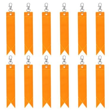 Imagem de PATIKIL Refletor de segurança 15,24 cm x 2,54 cm, 12 unidades com pingente refletor de etiqueta refletora chaveiro de segurança para mochila ciclismo corrida cadeiras de rodas, laranja