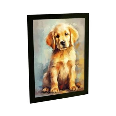 Imagem de Quadro Decorativo Cachorro Ilustração Golden Cão Filhote Decoração Poster Quarto Sala