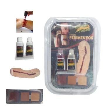 Imagem de Maquiagem Terror Para Halloween Sangue Falso Ferida Grande