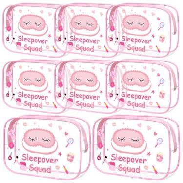 Imagem de Aliceset 8 peças de artigos de festa do pijama bolsa de maquiagem rosa festa do pijama spa esquadrão bolsa de cosméticos lembrancinhas de festa do pijama bolsas de higiene pessoal à prova d'água