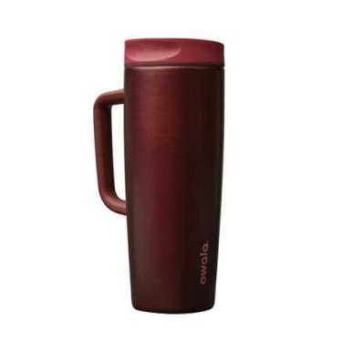 Imagem de Owala SmoothSip Slider com alça - Aço inoxidável - 680 g - Vermelho (Cereja Preta) (Amazon)