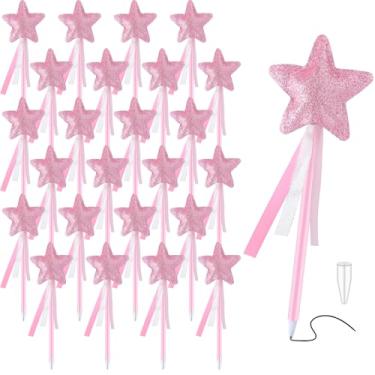 Imagem de Sayglossy 32 peças de canetas esferográficas para presentes de bruxa e princesa, rosa e verde, lembrancinhas de festa de Halloween, varinha rosa, estrela, esferográfica, para bruxas, mercadorias