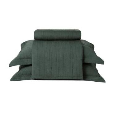 Imagem de Kit Colcha Döhler Londres 3 Peças, Queen, Verde Escuro