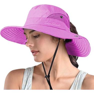 Imagem de Chapéu Zooron feminino com rabo de cavalo Safari, proteção UV