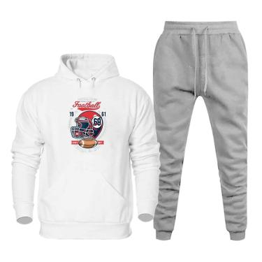 Imagem de Conjunto Blusa de Frio Canguru e Calça Moletom 50% Poliéster 50% Algodão Quentinha Estampada