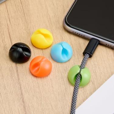 Imagem de Caixa de armazenamento de cabo decorativo universal de silicone com 10 peças, multicolorida, adequada para escritório, casa e gerenciamento de cabos USB automotivos