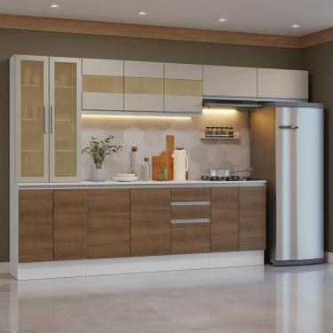 Imagem de Armário De Cozinha Completa 100% Mdf 300 Cm Smart Madesa 04 Branco/rustic/crema