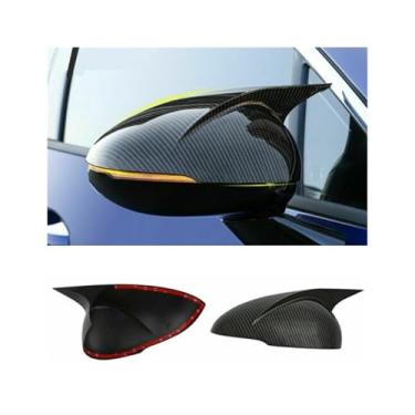 Imagem de Compatível com KIA K5 2011-2015/2016-2020 porta lateral do carro buzina retrovisor tampa do espelho adesivo guarnição ABS fibra de carbono preto (2011 a 2015 preto)