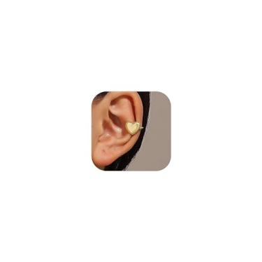 Imagem de Brincos de orelha femininos sem piercing de coração, brincos de cartilagem, brincos de clipe para presente de dia dos namorados, Metal, Sem pedra preciosa