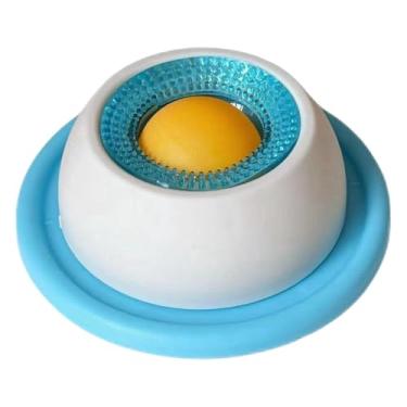 Imagem de predolo Alimentador lento interativo para gatos e cães de pequeno e médio porte, estável conveniente, com brinquedo anti-engasgo. Dispensador de petiscos, Amarelo para Cães