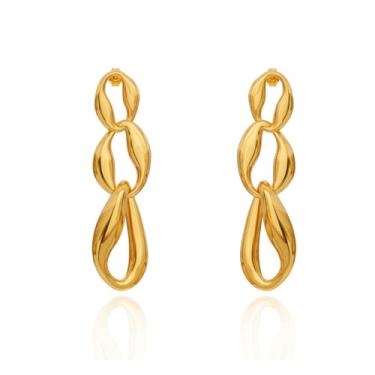 Imagem de Brincos femininos de corrente grossa – banhado a ouro 18 k, aço inoxidável, hipoalergênico, elos longos, minimalistas, joias modernas, presentes para festa de aniversário, one size, Aço inoxidável