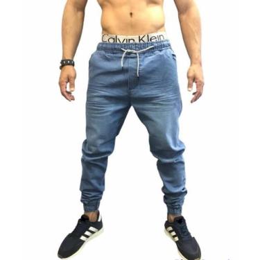 Imagem de Calça jogger jeans masculina sarja com elastico - Emporium black, Jean