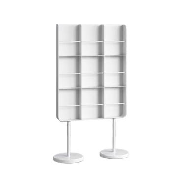 Imagem de Suporte organizador minimalista de metal para discos de vinil com base de mármore, suporte de revistas com pernas altas (branco)