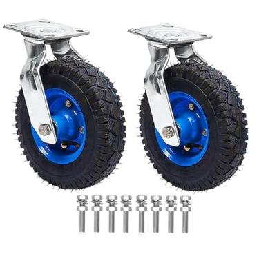 Imagem de Rodas giratórias resistentes sem ruído com freios, 2 peças de rodízios de carrinho de transporte industrial, rodas de substituição fixas de 15 cm 20 cm 25 cm