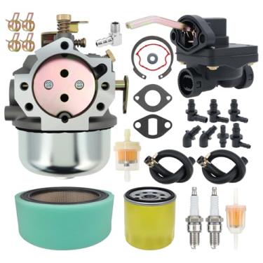 Imagem de Kit de carburador 52-053-09 com filtro de óleo de ar, adequado para motores Kohler Magnum KT17 KT18 KT19 M18 MV18 M20 MV20 K-Twin Engines Carb Replace 52-053-18 52-053-28 com bomba de combustível
